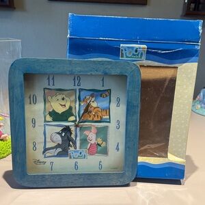 Disney Pooh Friends Blue Square Clock